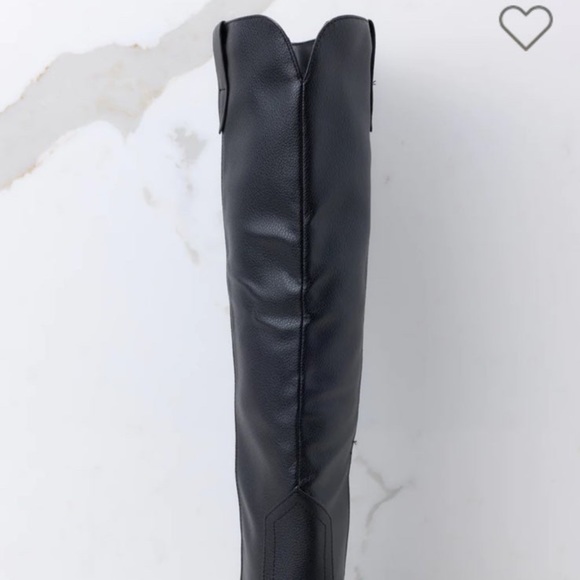 Red dress, back to my roots black pointed toe knee high boots, size 9 - Picture 4 of 5